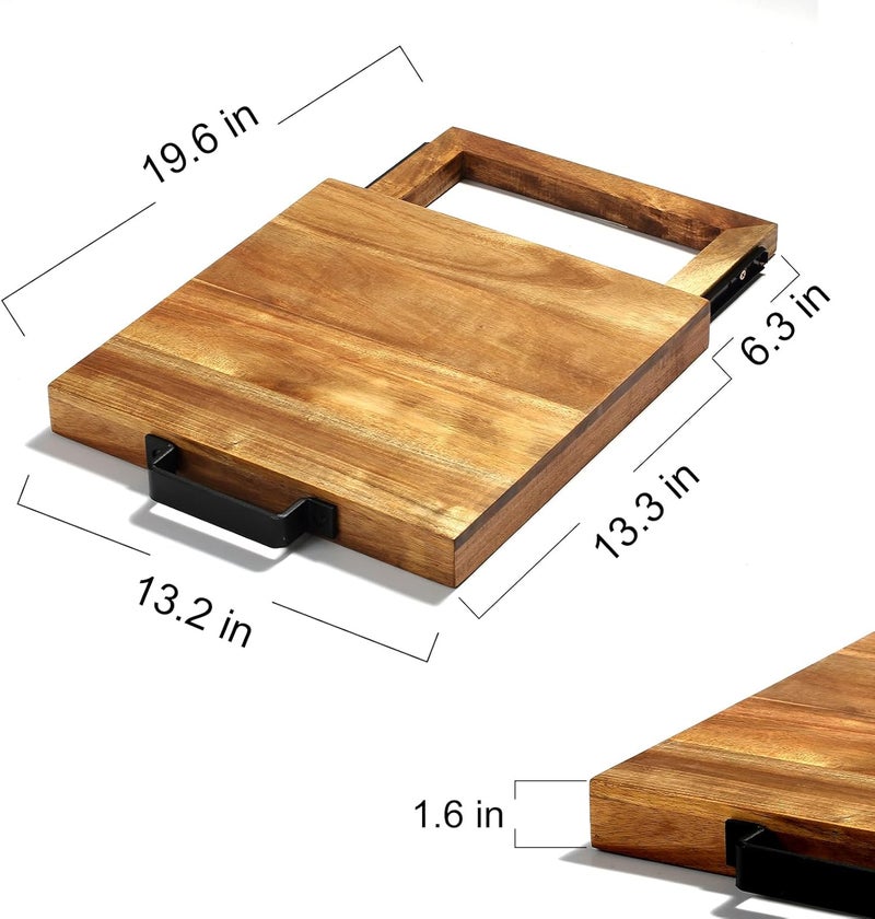 EVERBBKING Natural Acacia Sliding Tray for Coffee Machine Kitchen Appliance slider Moving Caddy, appliance slider,appliance rolling stand air fryer rolling tray - Image 3